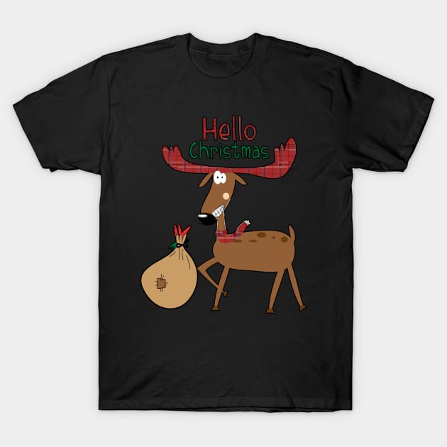 funny Christmas Reindeer T-Shirt by AdeShirts